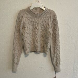 Sincerely Jules Cable Knit Crewneck Sweater - Light Beige